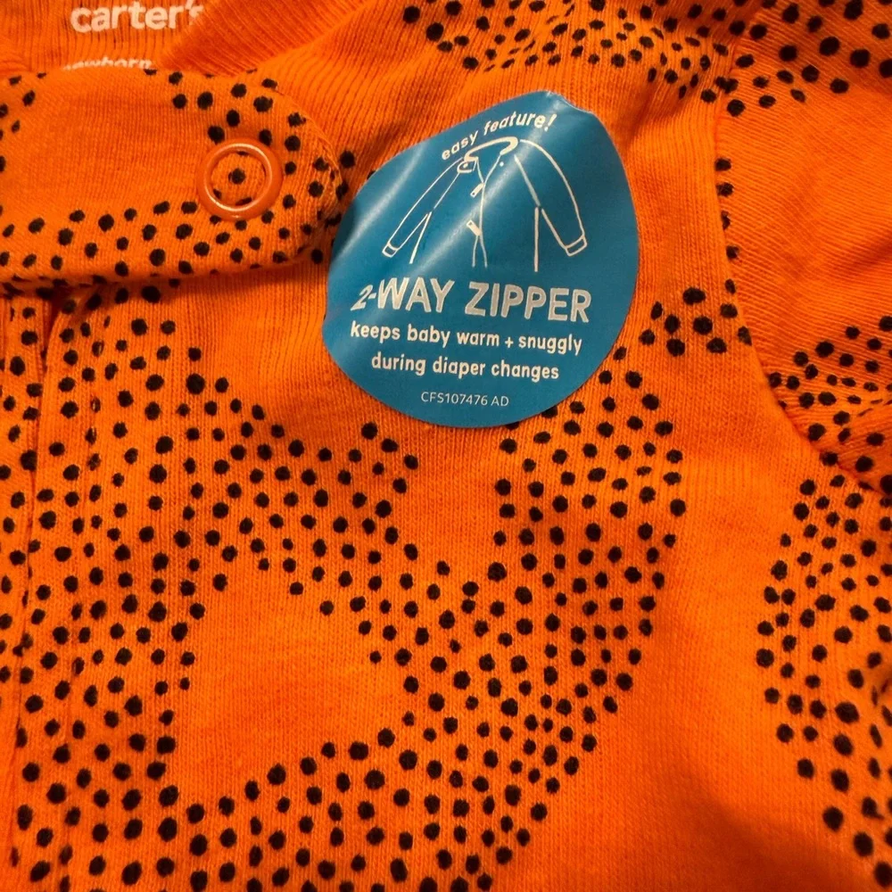 Carter’s Halloween Pumpkin Zip-Up Footed Sleep & Play Baby‎ Pajamas Cotton NWT